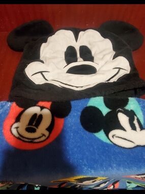 Disney Mickey Mouse Plush Hooded Towel Black, White, Blue, Red, Teal